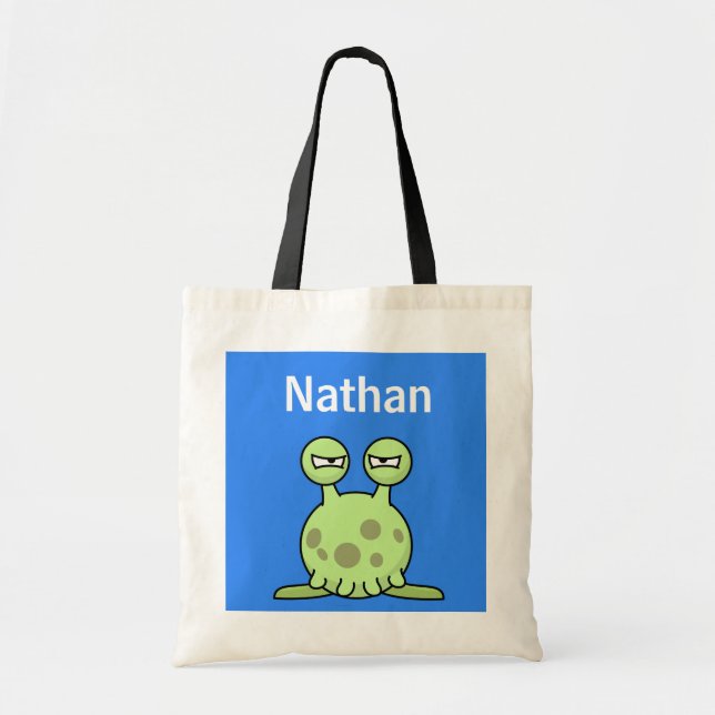 Personalisiert-blaue-Kinder-Monster-Tasche Tragetasche (Vorne)