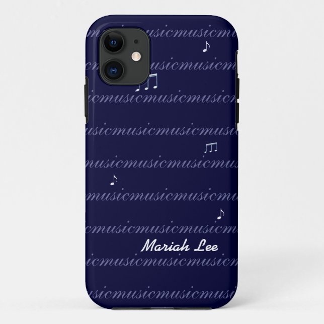 personalisiert-blaue Musiknoten Case-Mate iPhone Hülle (Rückseite)
