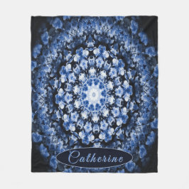 Personalisiert Blauer Blumenglas Mandala Fleecedecke
