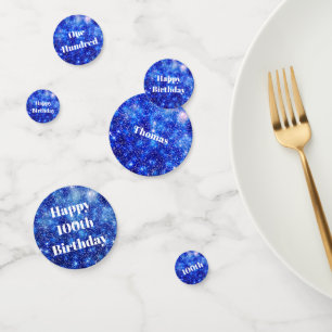 Personalisiert Blauer Funkel 100. Geburtstag Konfetti