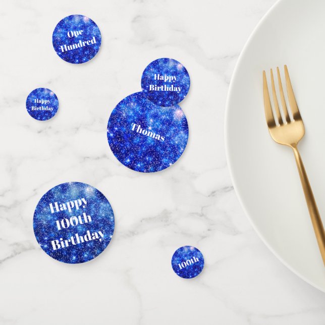 Personalisiert Blauer Funkel 100. Geburtstag Konfetti (Gruppe)