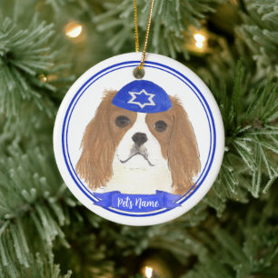Personalisiert Blenheim Cavalier Hanukkah Yarmulke Keramik Ornament