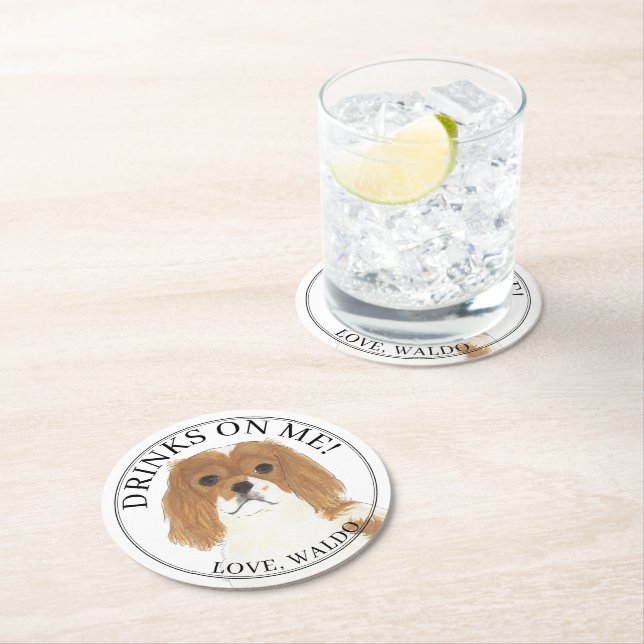 Personalisiert Blenheim Cavalier King Charles Span Runder Pappuntersetzer (Vor Ort)