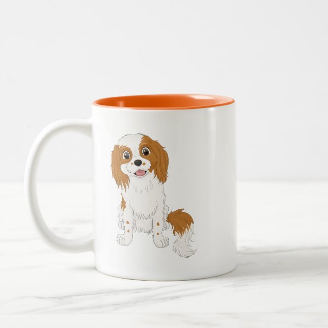 Personalisiert Blenheim Cavalier Spaniel  Zweifarbige Tasse (Links)