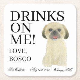 Personalisiert Blonce Tan Golden Shih Tzu Wedding Rechteckiger Pappuntersetzer
