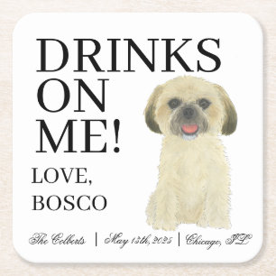 Personalisiert Blonce Tan Golden Shih Tzu Wedding Rechteckiger Pappuntersetzer