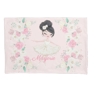 Personalisiert Blonde Ballerina Pink Blumenkissen  Kissenbezug