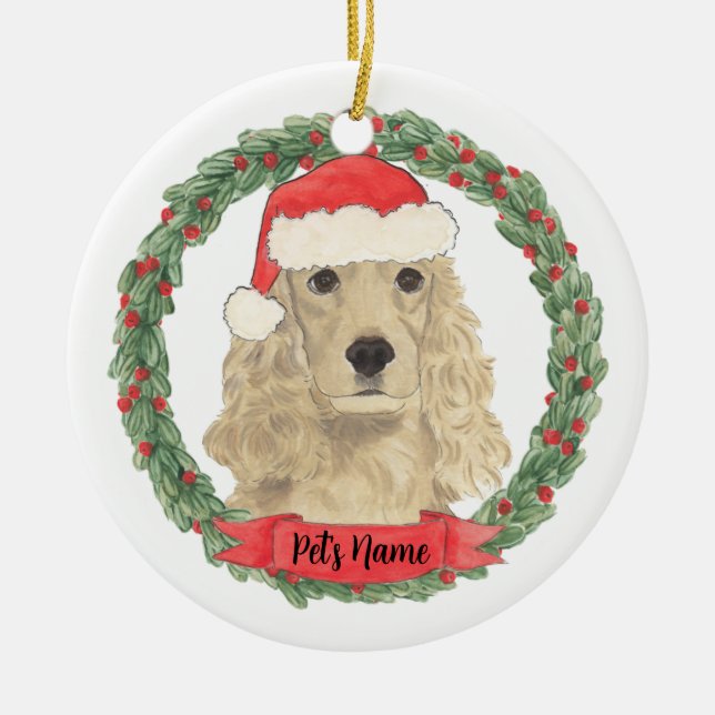 Personalisiert Blonde Tan Golden Cocker Spaniel Keramik Ornament (Vorne)