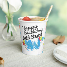 Personalisiert Blue 80. Geburtstag Paper Cups