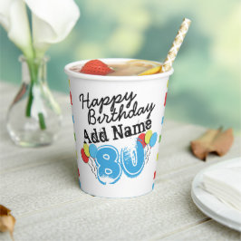 Personalisiert Blue 80. Geburtstag Paper Cups Pappbecher