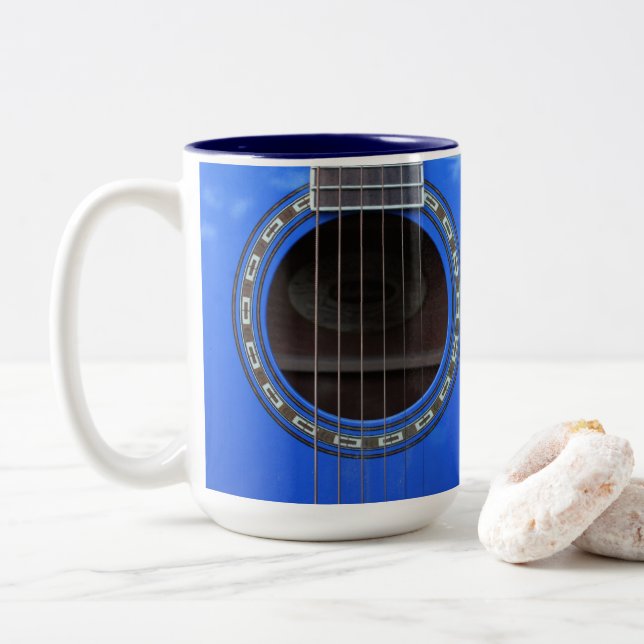 Personalisiert Blue Acoustic Guitar Tasse (Mit Donut)