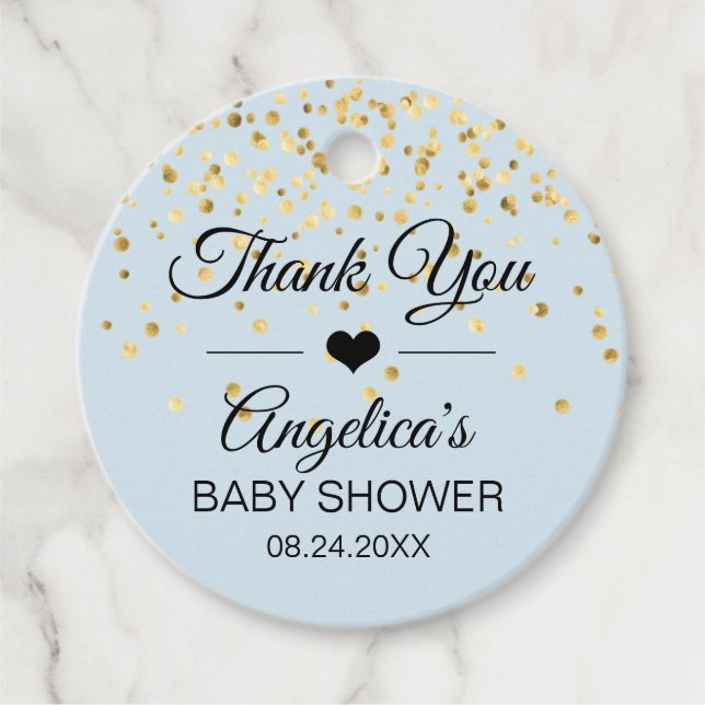 Personalisiert Blue and Gold Bridal Baby Dusche Geschenkanhänger (Vorderseite)