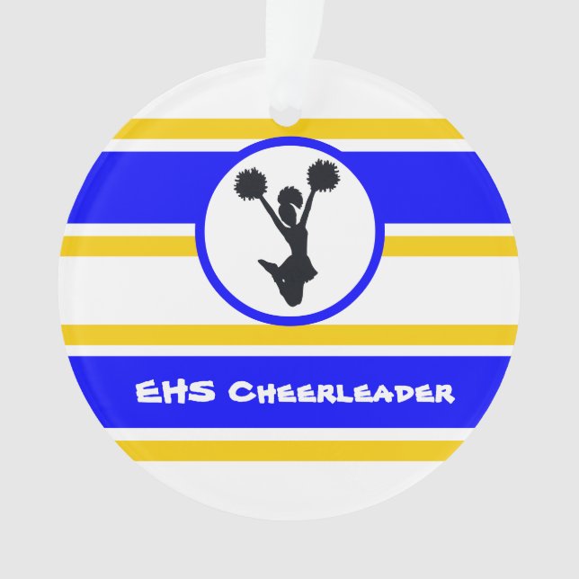 Personalisiert Blue and Gold Cheerleader Ornament (Vorderseite)