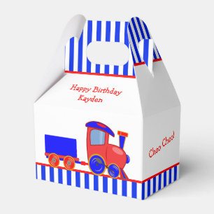 Personalisiert Blue and Red Train Birthday Favor B Geschenkschachtel