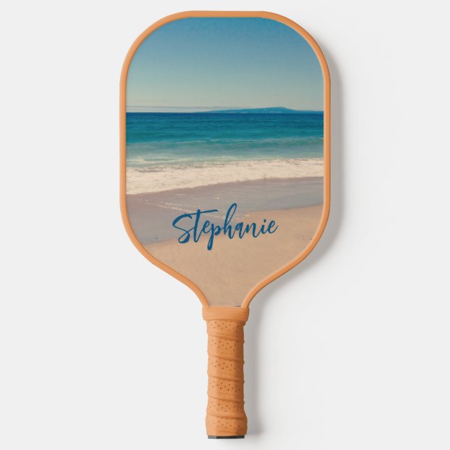Personalisiert Blue Aquamarin California Beach Fot Pickleball Schläger (Vorderseite)