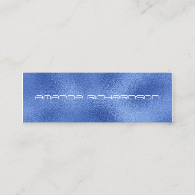 Personalisiert Blue Aquatic Metallic Business Card Mini Visitenkarte (Vorderseite)
