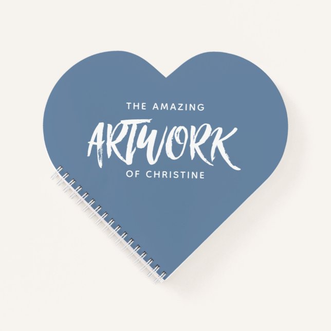 Personalisiert Blue Artist Heart Sketchbook Notizbuch (Vorderseite)