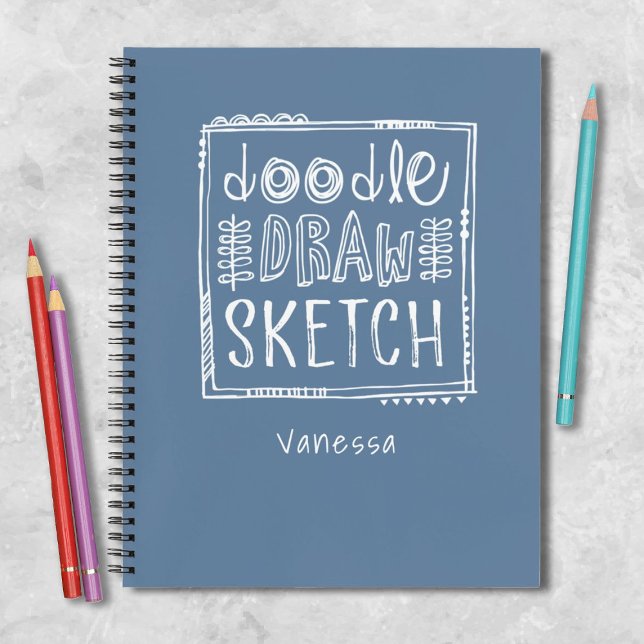 Personalisiert Blue Artist Sketchbook-Notebook Notizbuch (A fun artist sketchbook. Comes in a variety of colors. Personalize one as a gift.)