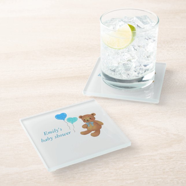 Personalisiert Blue Baby Dusche Untersetzer - Foto (Schrägansicht)