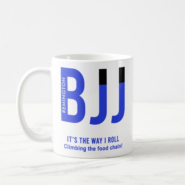 Personalisiert Blue Belt BJJ Jiu Jitsu Kaffeetasse (Links)