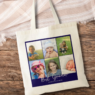 Personalisiert Blue Best Oma Foto Tragetasche