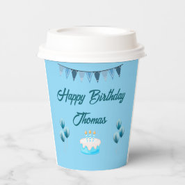 Personalisiert Blue Birthday Pappbecher