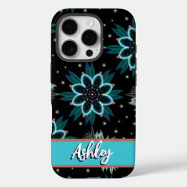Personalisiert Blue Black Bohemisch Mandala Blume iPhone 16 Pro Hülle