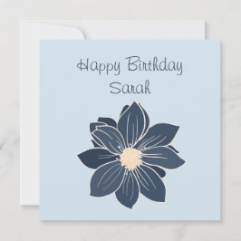 Personalisiert Blue Blume Happy Birthday Card