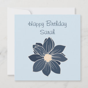 Personalisiert Blue Blume Happy Birthday Card