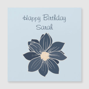 Personalisiert Blue Blume Happy Birthday Magnet