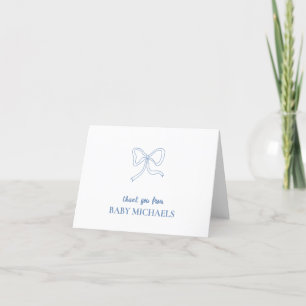Personalisiert Blue Bow Baby Dusche Vielen Dank Dankeskarte