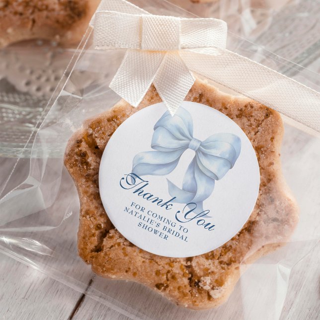 Personalisiert Blue Bow Brautparty Vielen Dank Runder Aufkleber (Von Creator hochgeladen)