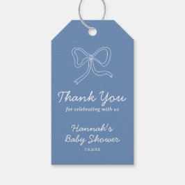 Personalisiert Blue Bow Ribbon Baby Dusche Gefalle Geschenkanhänger