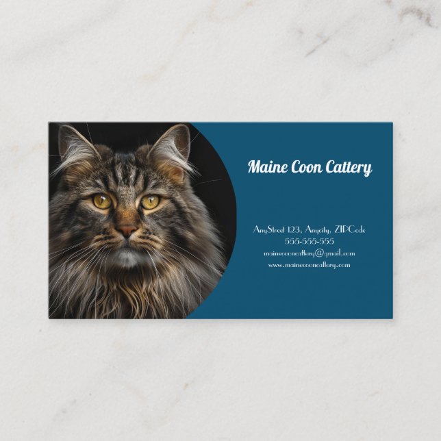 Personalisiert Blue Business Card für Cattery Visitenkarte (Vorderseite)