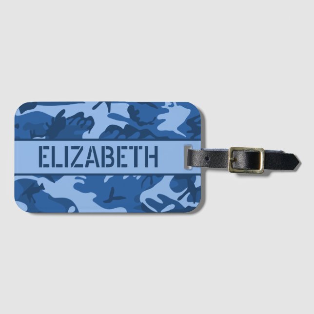 Personalisiert Blue Camouflage Gepäckanhänger (Vorderseite (Horizontal))