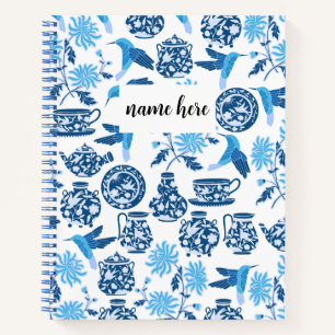 Personalisiert Blue Chinoiserie Notebook Notizbuch