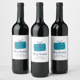 Personalisiert Blue Christmas Parcel Weinetikett