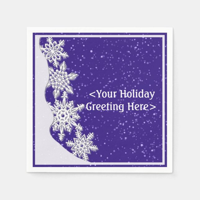 Personalisiert Blue Christmas Snowflake Napkins Serviette (Vorderseite)