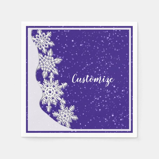 Personalisiert Blue Christmas Snowflake Serviette (Vorderseite)