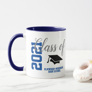 Personalisiert Blue Class of 2021 Gifts School Tasse