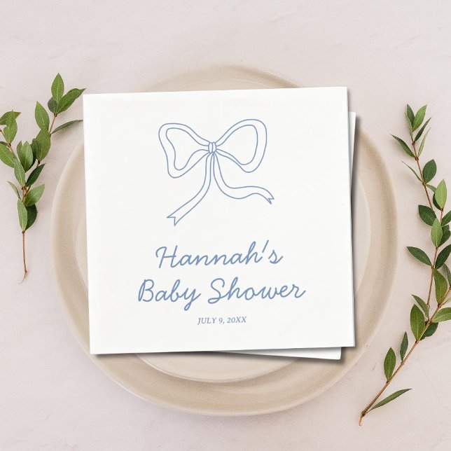 Personalisiert Blue Coquette Bow Baby Dusche Napki Serviette (Personalized Blue Coquette Bow Baby Shower Napkins)