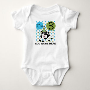 Personalisiert Blue Cow 3. Geburtstagshirt Baby Strampler
