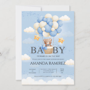 Personalisiert Blue & Cream Elephant Baby Dusche Einladung