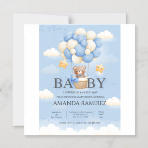 Personalisiert Blue & Cream Elephant Baby Dusche Magneteinladung