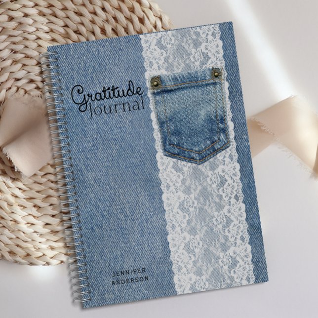 Personalisiert Blue Denim Lace DankJournal Notizbuch (Von Creator hochgeladen)