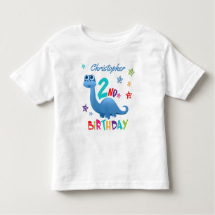 Personalisiert Blue Dinosaurier 2. Geburtstag Kleinkind T-shirt