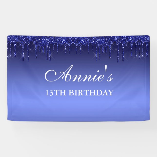 Personalisiert Blue Driving Glitzer Geburtstagsban Banner (Horizontal)