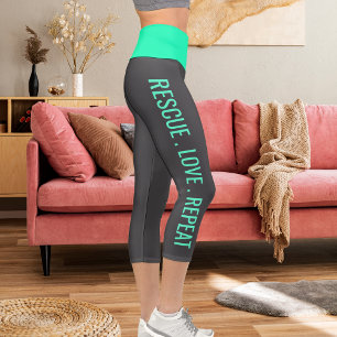 Personalisiert Blue Dunkel Grau Pet Cat Mama Stree Capri Leggings