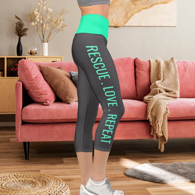 Personalisiert Blue Dunkel Grau Pet Cat Mama Stree Capri Leggings (Von Creator hochgeladen)