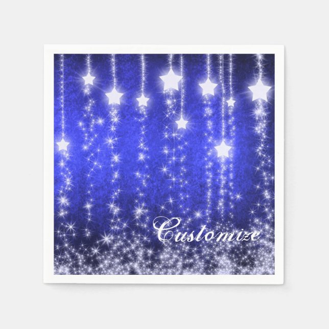 Personalisiert Blue Fallstars Holiday Napkins Serviette (Vorderseite)